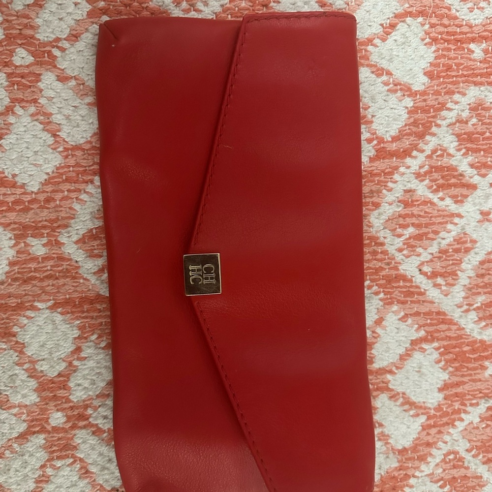 Carolina Herrera Red Clutch with Envelope Design